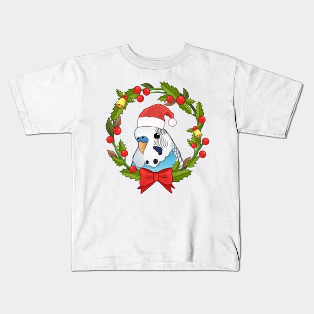 Christmas Budgie Kids T-Shirt by merue